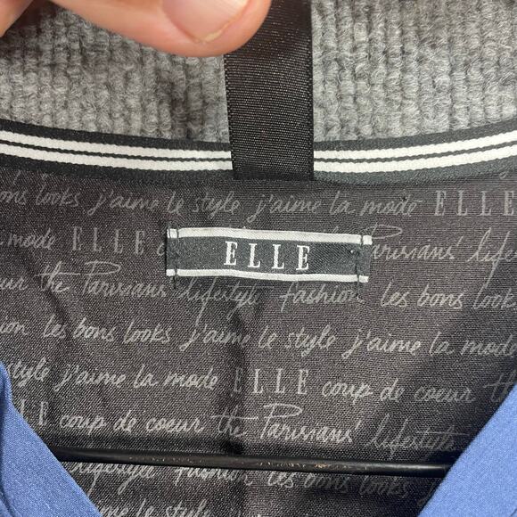 Elle Mock Wrap Scrub Top Women's Medium Blue Zip Pocket Medical Nursing - Picture 4 of 12